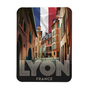 Vintage travel LYON city french Rhône Alpes gifts Magnet