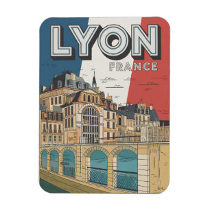 Vintage travel LYON city french Rhône Alpes gifts Magnet