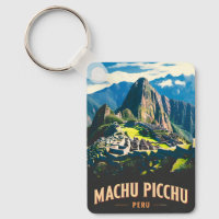 Vintage Travel Machu Picchu Peru Retro Landscape