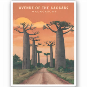 Vintage Travel Madagascar Baobab Trees Landscape