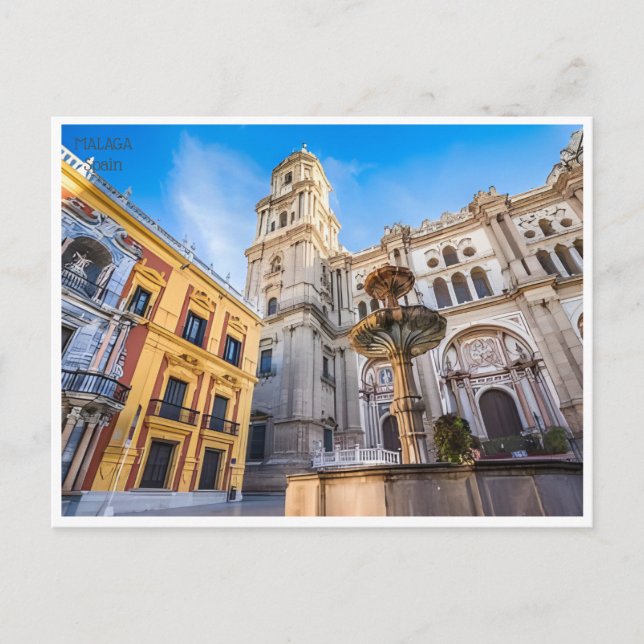 vintage travel Malaga Spain Alcazaba city  Postcar Postcard (Front)