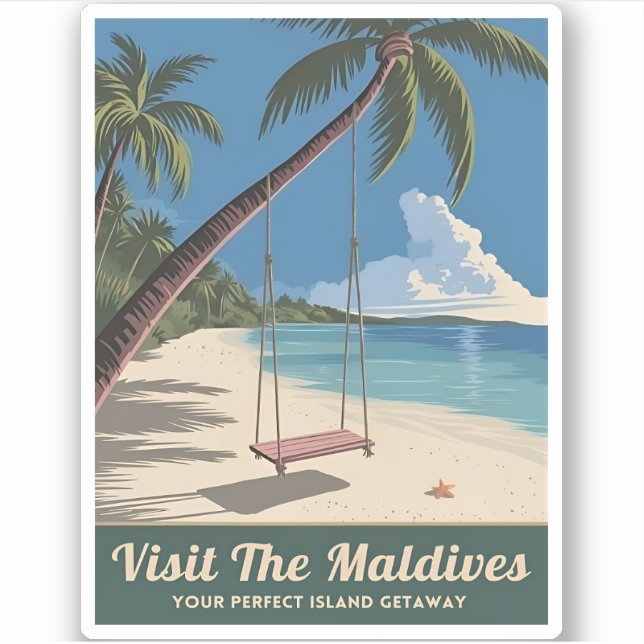 Vintage Travel Maldives Island Seaside Scenic (Front)