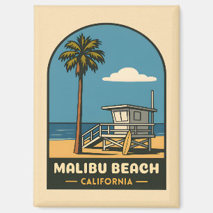 Vintage Travel Malibu Beach California Coast Retro Magnet