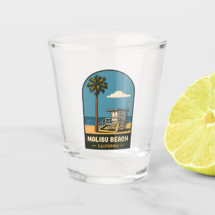 Vintage Travel Malibu Beach California Coast Retro Shot Glass