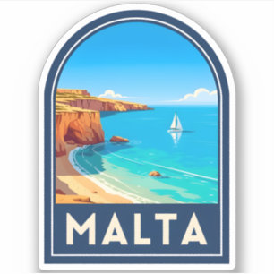 Vintage Travel Malta Seaside Landscape Retro