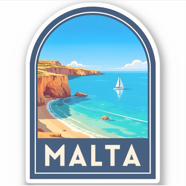 Vintage Travel Malta Seaside Landscape Retro (Front)