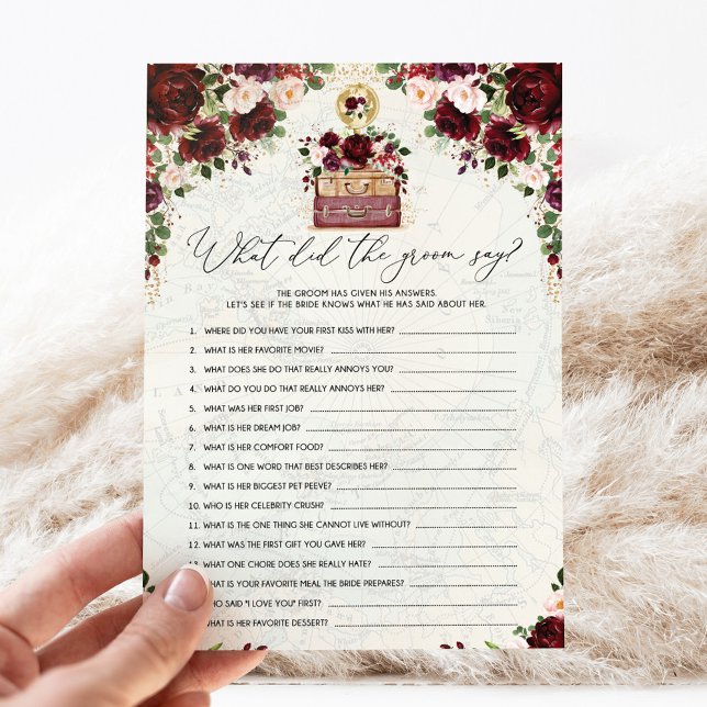 Vintage Travel Map Groom Bridal Shower Game Card (Creator Uploaded)