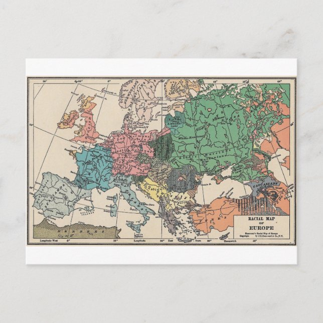Vintage Travel Map Postcard (Front)