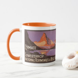 Vintage Travel, Matterhorn Mountain in Switzerland Mug