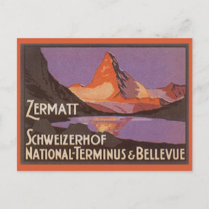 Vintage Travel, Matterhorn Mountain in Switzerland Postcard