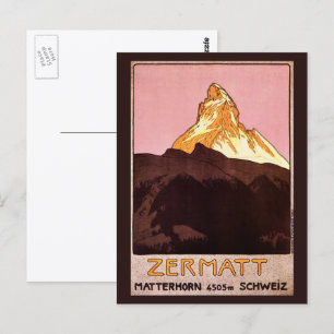 Vintage Travel, Matterhorn Mountain, Switzerland Postcard