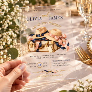 Vintage Travel Mature Couple Summer Wedding Acrylic Invitations