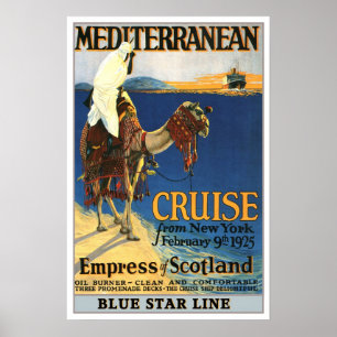 Vintage travel,Mediterranean Cruise Poster
