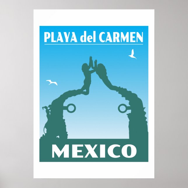 Vintage Travel Mexico Souvenir Playa del Carmen Poster (Front)