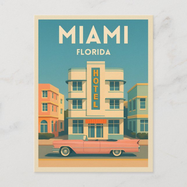 Vintage Travel Miami Art Deco District Florida Postcard (Front)