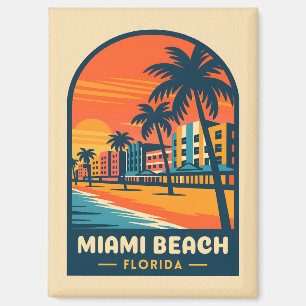 Vintage Travel Miami Beach Florida Sunset Seaside Magnet
