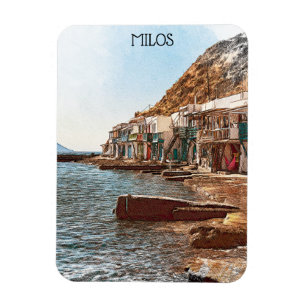 Vintage Travel Milos Greece Magnet
