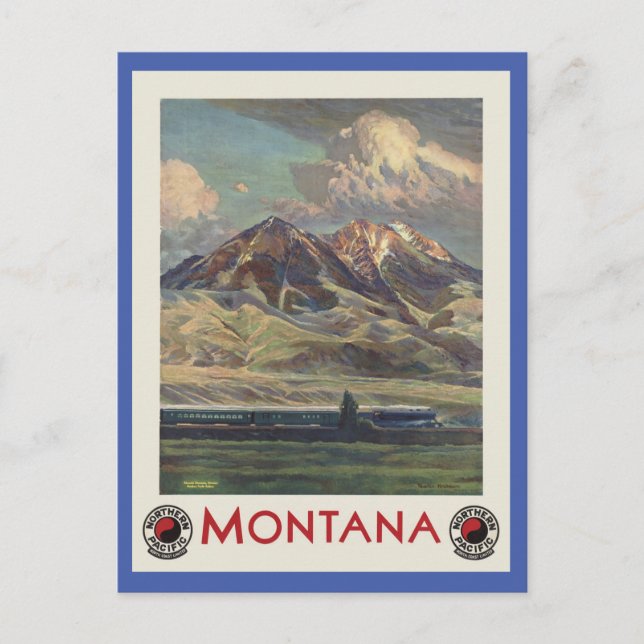 Vintage Travel Montana by Train Postcard (Front)