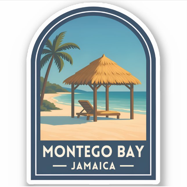 Vintage Travel Montego Bay Jamaica Beach Retro (Front)