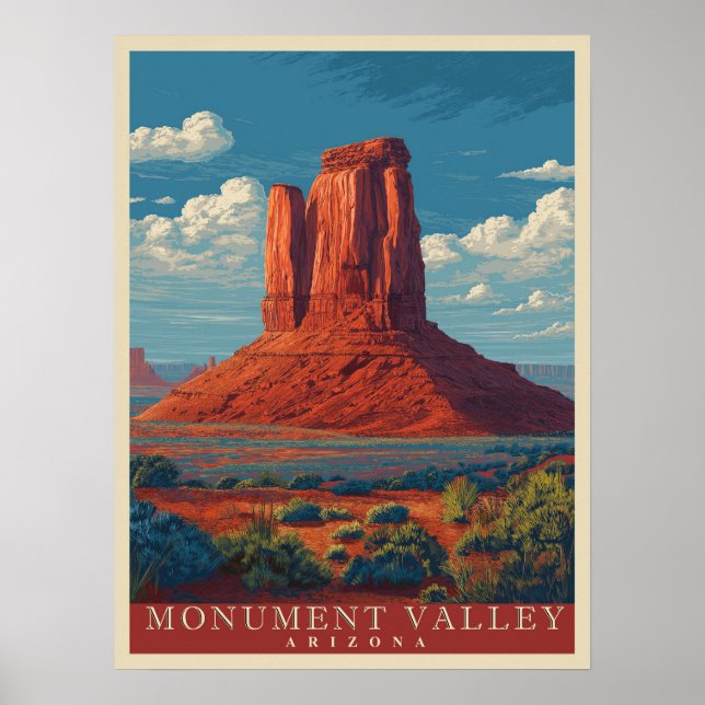 Vintage Travel Monument Valley Arizona Poster (Front)
