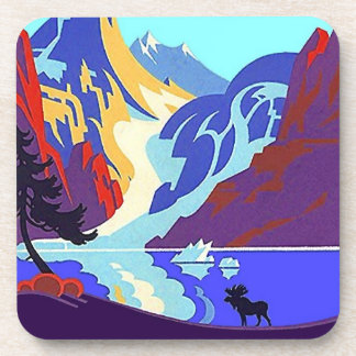 Vintage Travel Moose Mtns Bar Drink Tavern Coaster