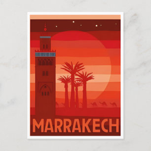 Vintage Travel Morocco maroc tourism Marrakech Postcard