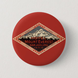 Vintage Travel, Mount Everest, Darjeeling India 6 Cm Round Badge