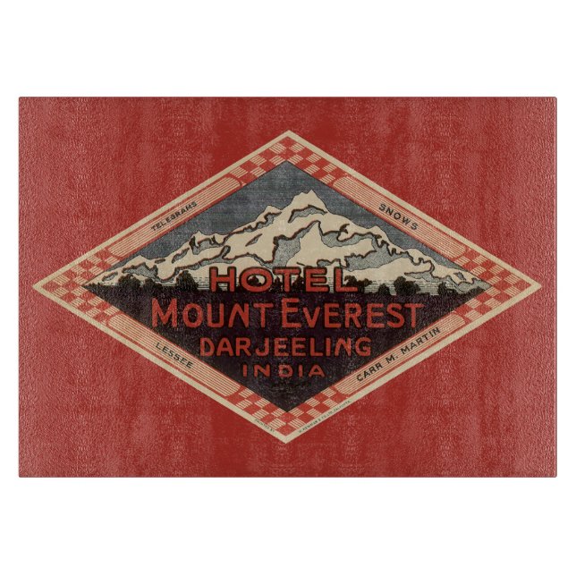 Vintage Travel, Mount Everest, Darjeeling India Cutting Board (Front)
