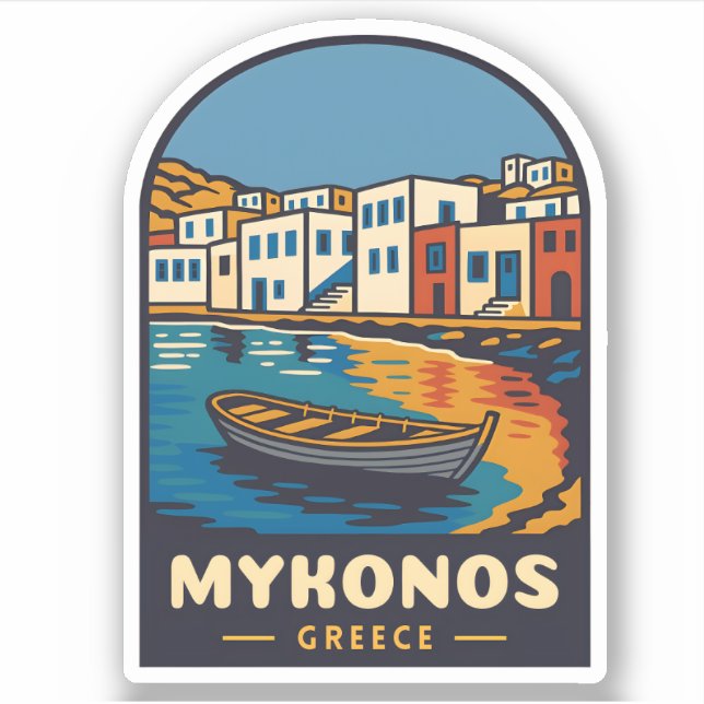 Vintage Travel Mykonos Greece Island Seaside Retro (Front)