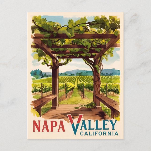 Vintage Travel Napa Valley California Vineyard Postcard (Front)