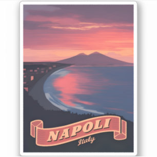 Vintage Travel Naples Italy Sunset Retro Scenic