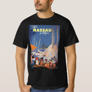 Vintage Travel, Nassau Harbour, Florida, Sailboats T-Shirt