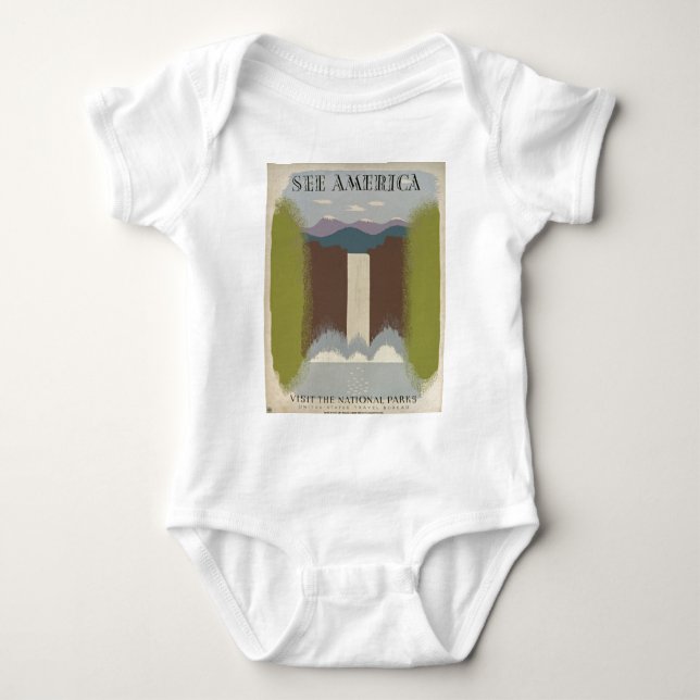 Vintage Travel National Parks Baby Bodysuit (Front)