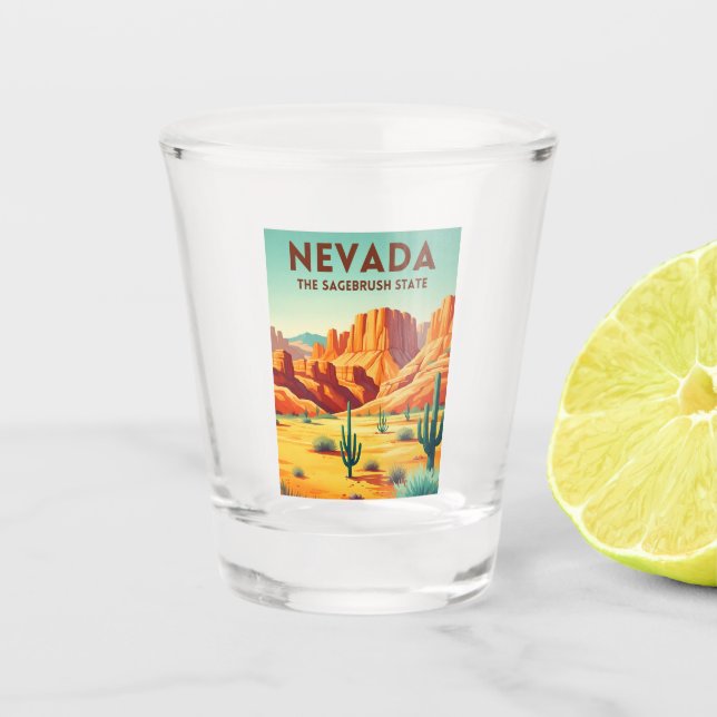 Vintage Travel Nevada Nature Landscape Retro Shot Glass (Front)