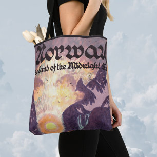 Vintage Travel, Norway Fjord Land of Midnight Sun Tote Bag