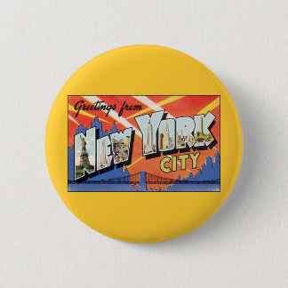 Vintage Travel NYC, Greetings from New York City 6 Cm Round Badge