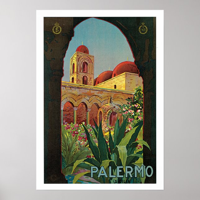 Vintage Travel,Palermo Italy Poster (Front)