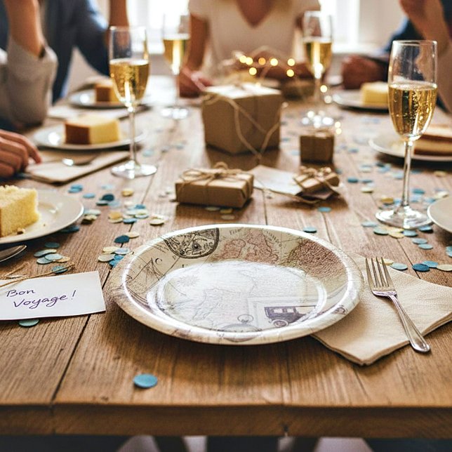 Vintage travel  paper plate (Creator Uploaded)