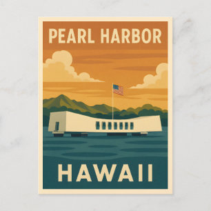 Vintage Travel Pearl Harbor Memorial Hawaii Retro Postcard