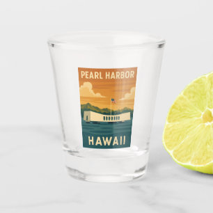 Vintage Travel Pearl Harbour Memorial Hawaii Retro Shot Glass