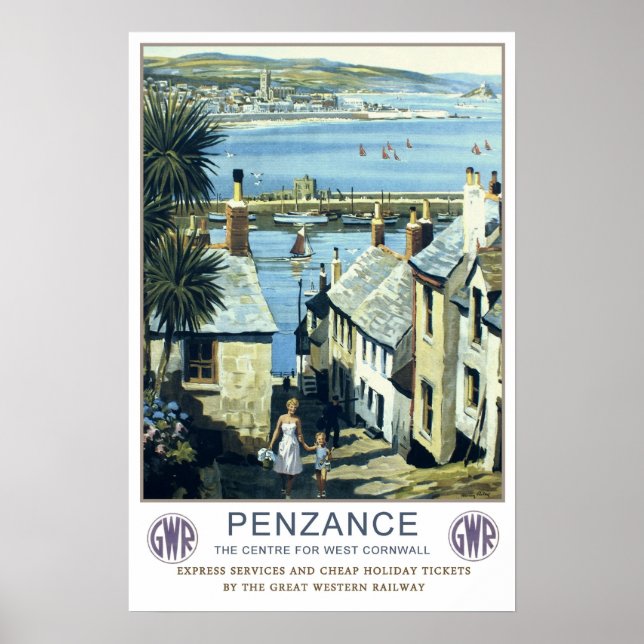 Vintage travel,Penzance,Cornwall Poster (Front)
