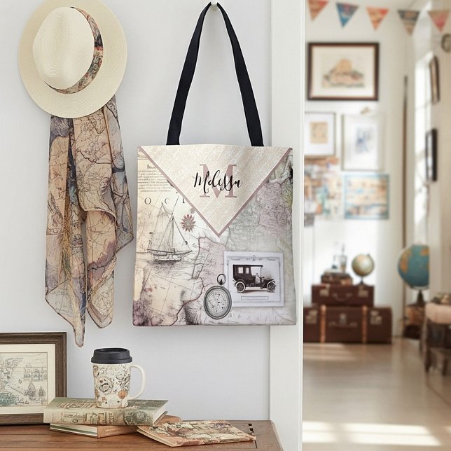 Vintage travel personalised tote bag (Creator Uploaded)
