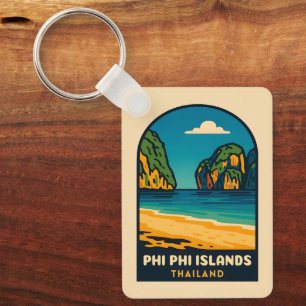 Vintage Travel Phi Phi Islands Thailand Beach Key Ring