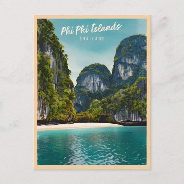 Vintage Travel Phi Phi Islands Thailand Retro Postcard (Front)