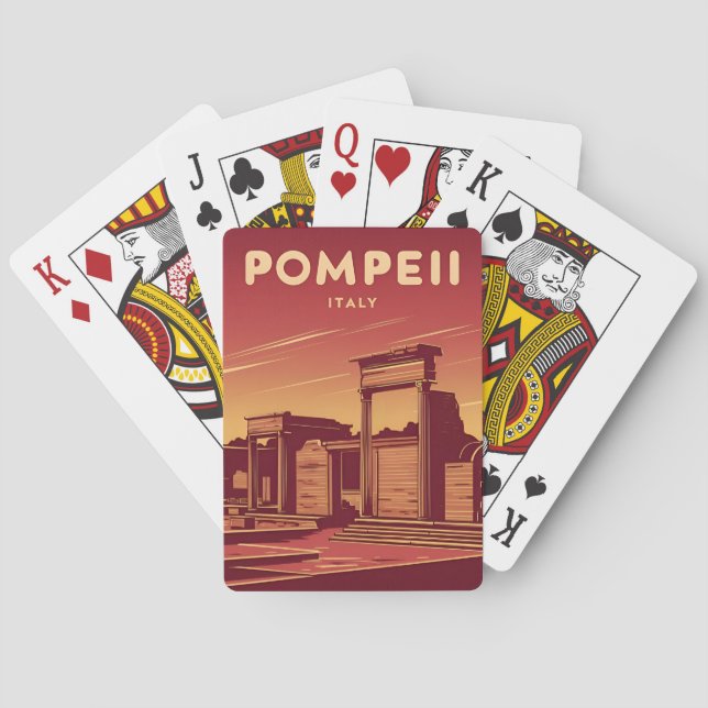 Vintage Travel Pompeii Italy Retro Graphic Playing Cards (Back)