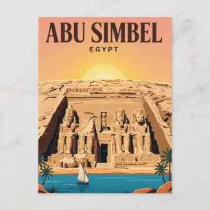 Vintage Travel Postcard Abu Simbel, Egypt