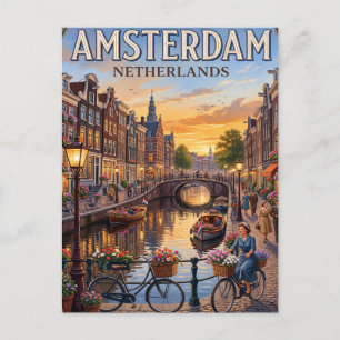 Vintage Travel Postcard Amsterdam