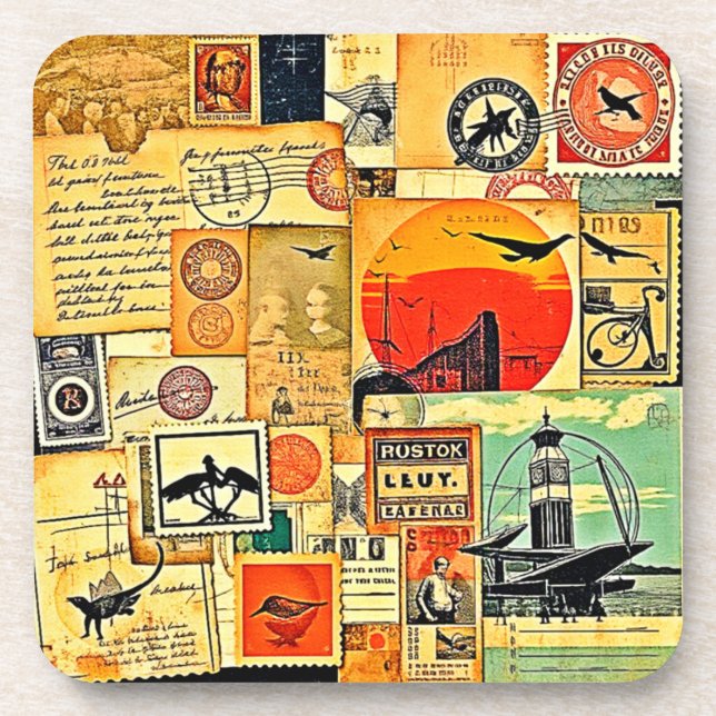 Vintage Travel Postcard Art Coaster (Front)