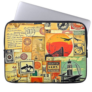Vintage Travel Postcard Art Laptop Sleeve
