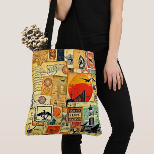 Vintage Travel Postcard Art Tote Bag